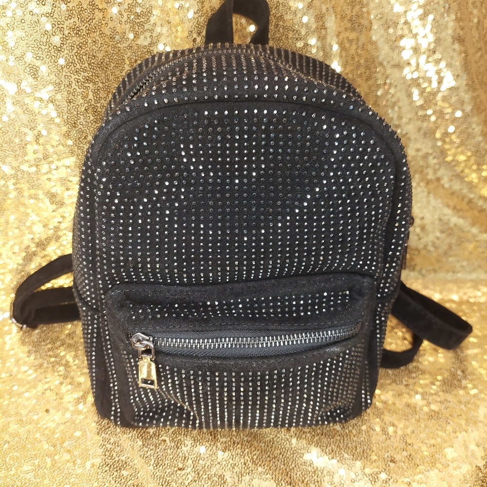 Black Rhinestone mini backpack